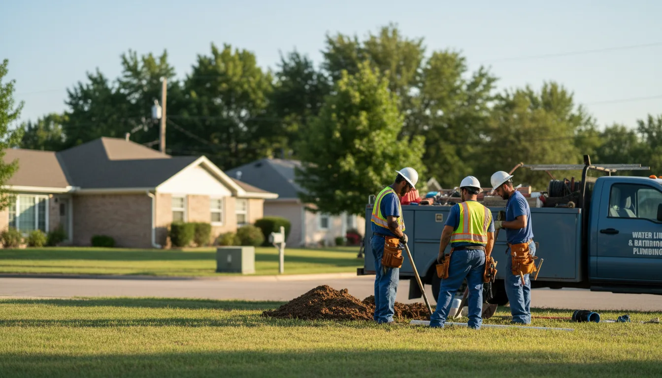 Residential water line and bathroom plumbing service in Sheldon, MO